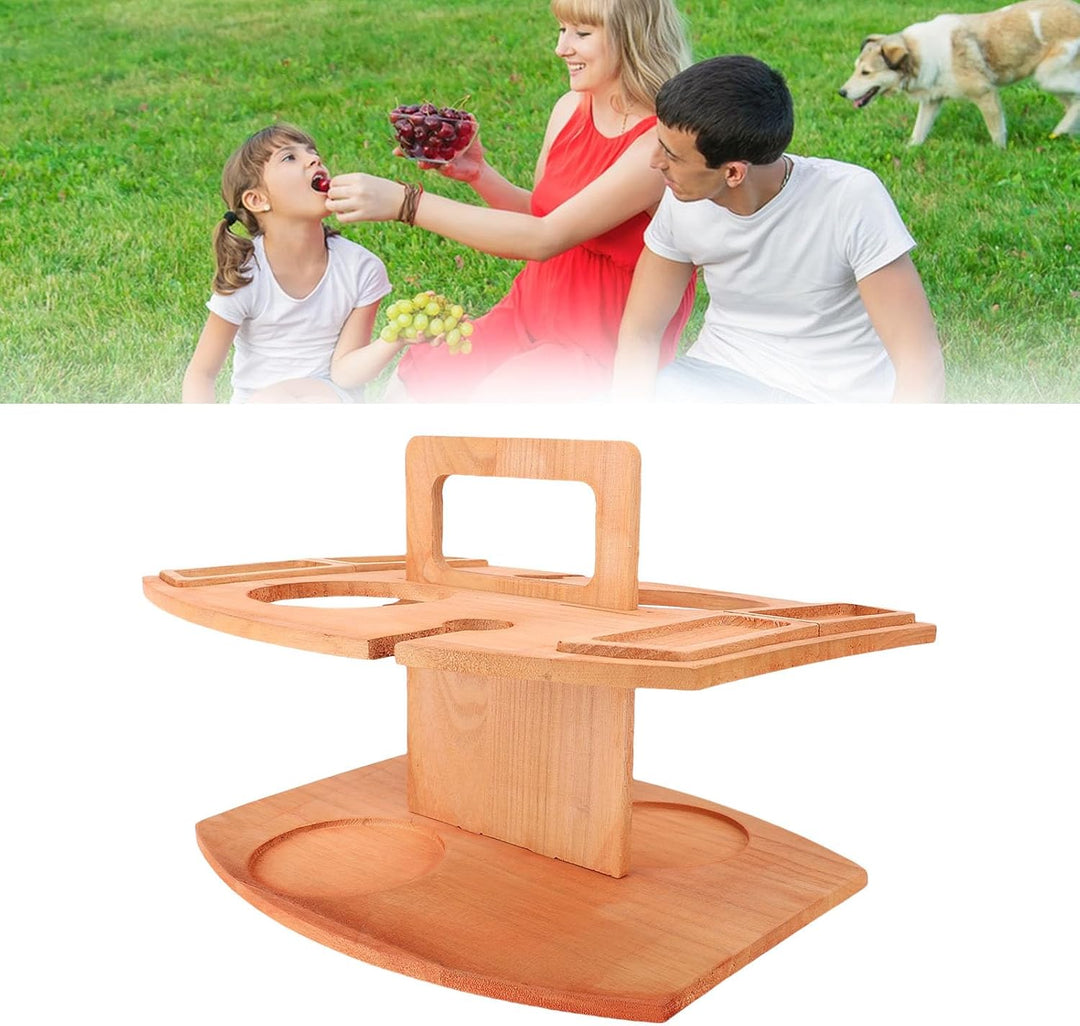 Syrisora Klapper Weinpicknicktisch, Paulownia Wood Wine Stand für Aussen- und Leichtgewichten Tragba