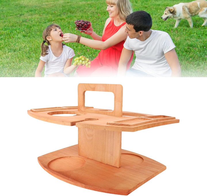Syrisora Klapper Weinpicknicktisch, Paulownia Wood Wine Stand für Aussen- und Leichtgewichten Tragba
