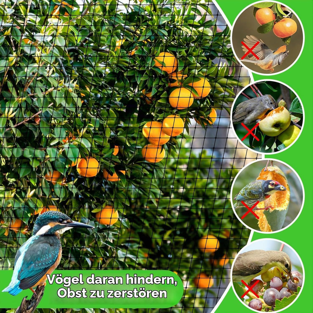 7,5m X 15m Vogelschutznetz, Vogelnetz Schwarz, Pflanzennetz, Reissfestes, Strapazierfähiges Geflügel