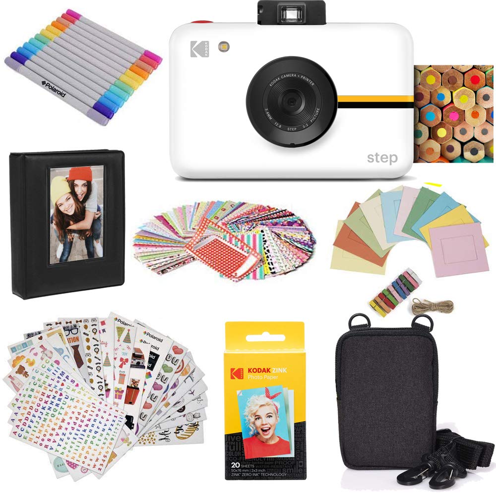 KODAK Step Kamera Digitale Sofortbildkamera mit 10MP Bildsensor, Zink-Technik (Weiss) Geschenkpaket