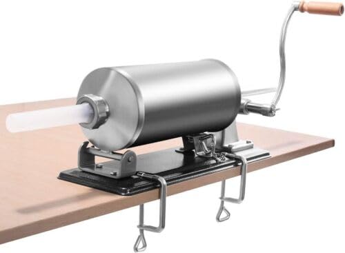 Edelstahl Wurstfüllmaschine Manuell 3L Wurstfüller Wurstspritze Wurstpresse + 4 Füllrohre für Restau
