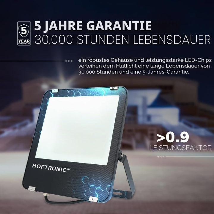 HOFTRONIC - LED Strahler Aussen 100W 16000 Lumen 160lm/W 6400K Kaltweiss LED Flutlicht Aussenleuchte