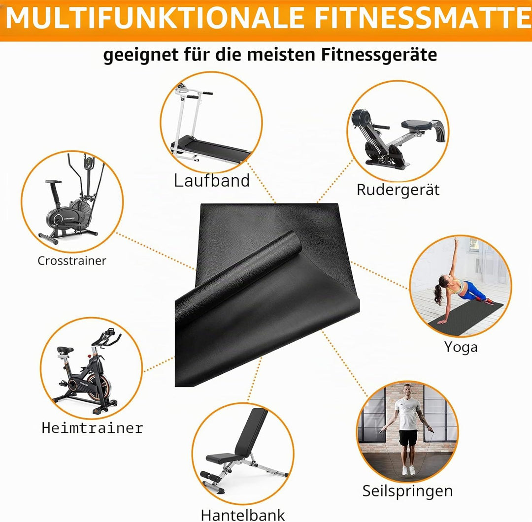 Bodenschutzmatte für Fitnessgeräte, Wiederstandsfähige Laufband Matte, 6mm Rutschfeste Unterlegmatte