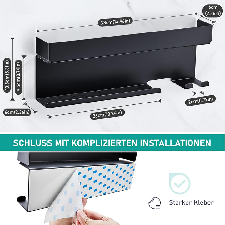 Föhnhalter Wand Ohne Bohren, Schwarz Lockenstab Styler Zubehör Wandhalterung, Metall Glätteisen Halt