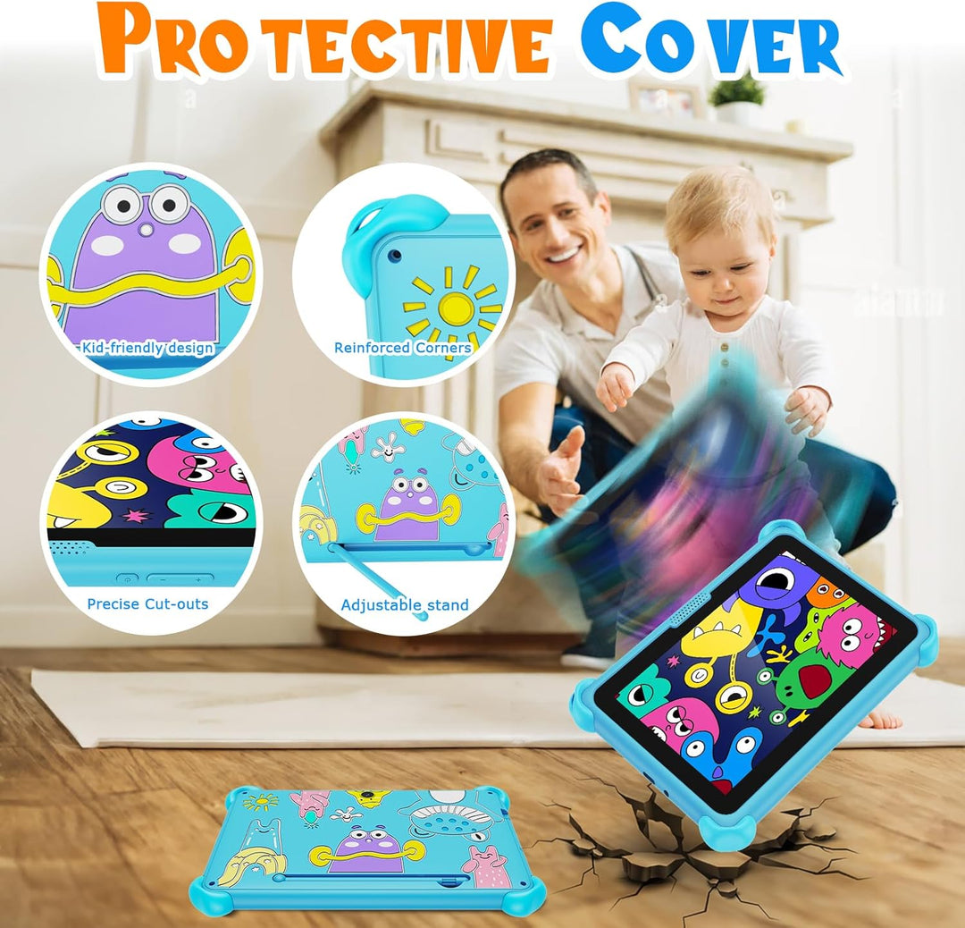 VESWWE Kinder Tablet 7 Zoll Android Tablet für Kinder 32GB ROM Kindertablet mit Schutzhülle WiFi6 Ki
