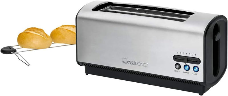 Clatronic TA 3687 4 Scheiben-Langschlitztoaster, Auftau-/Aufwärm-/Schnellstoppfunktion, Stufenlos ei