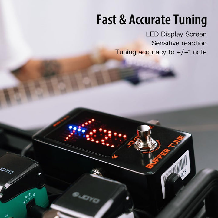 JOYO Buffer Tune Tuner Pedal mit Eingebautem Puffer Präziser Stimmung und LED-Bildschirm für Gitarre