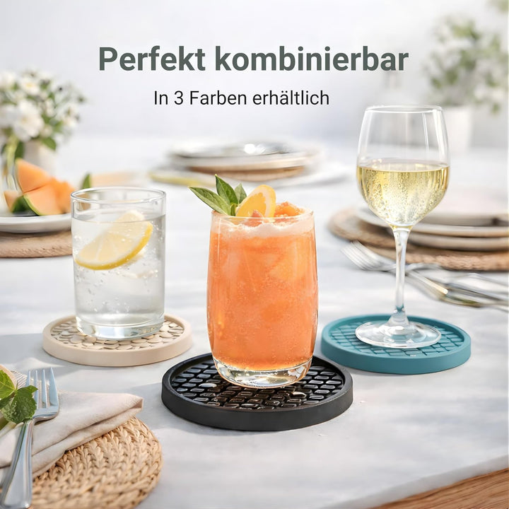 TESTNOTE SEHR GUT Gläser Untersetzer mit Tropfen Stopp, Spülmaschinenfest, Extra Dickes & rutschfest