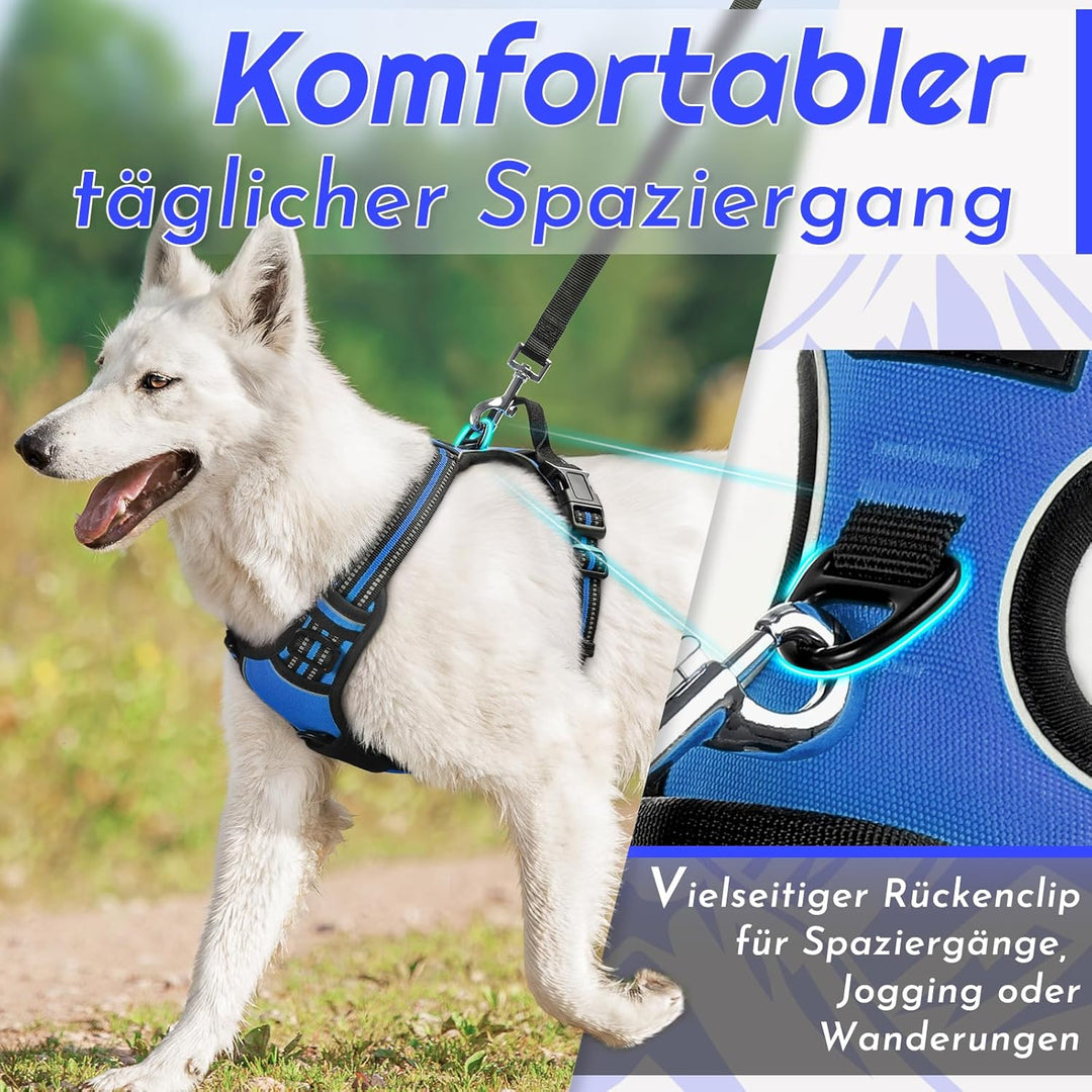 Eagloo Hundegeschirr mittelgrosse Hunde, Anti Zug Hundegeschirr mit Reflexstreifen und Kontrolle, Ve