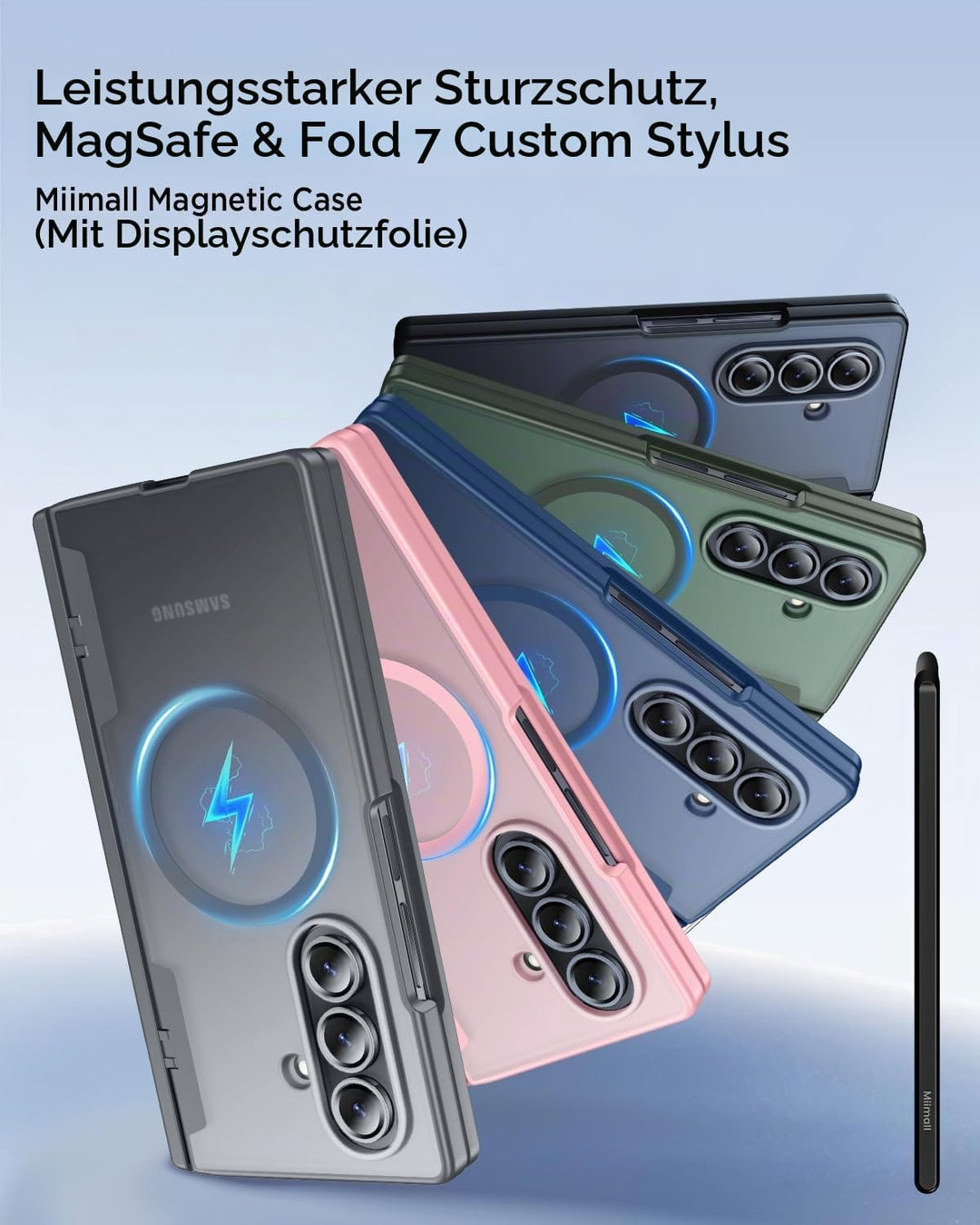 Miimall Kompatibel mit Samsung Galaxy Z Fold 7 Hülle mit Pen Mag-Safe, HD Displayschutz &amp; Scharniers