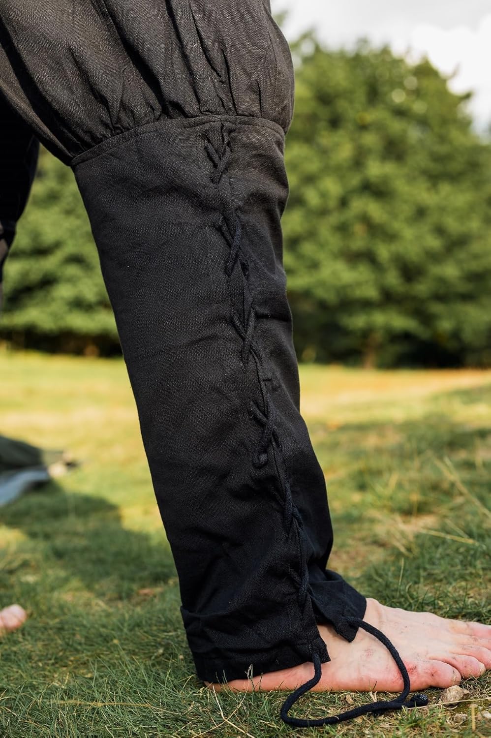 Leonardo Carbone Hose mit Beinschnürung Männer Hose schwarz XL 100% Baumwolle Kostüme, Mittelalter