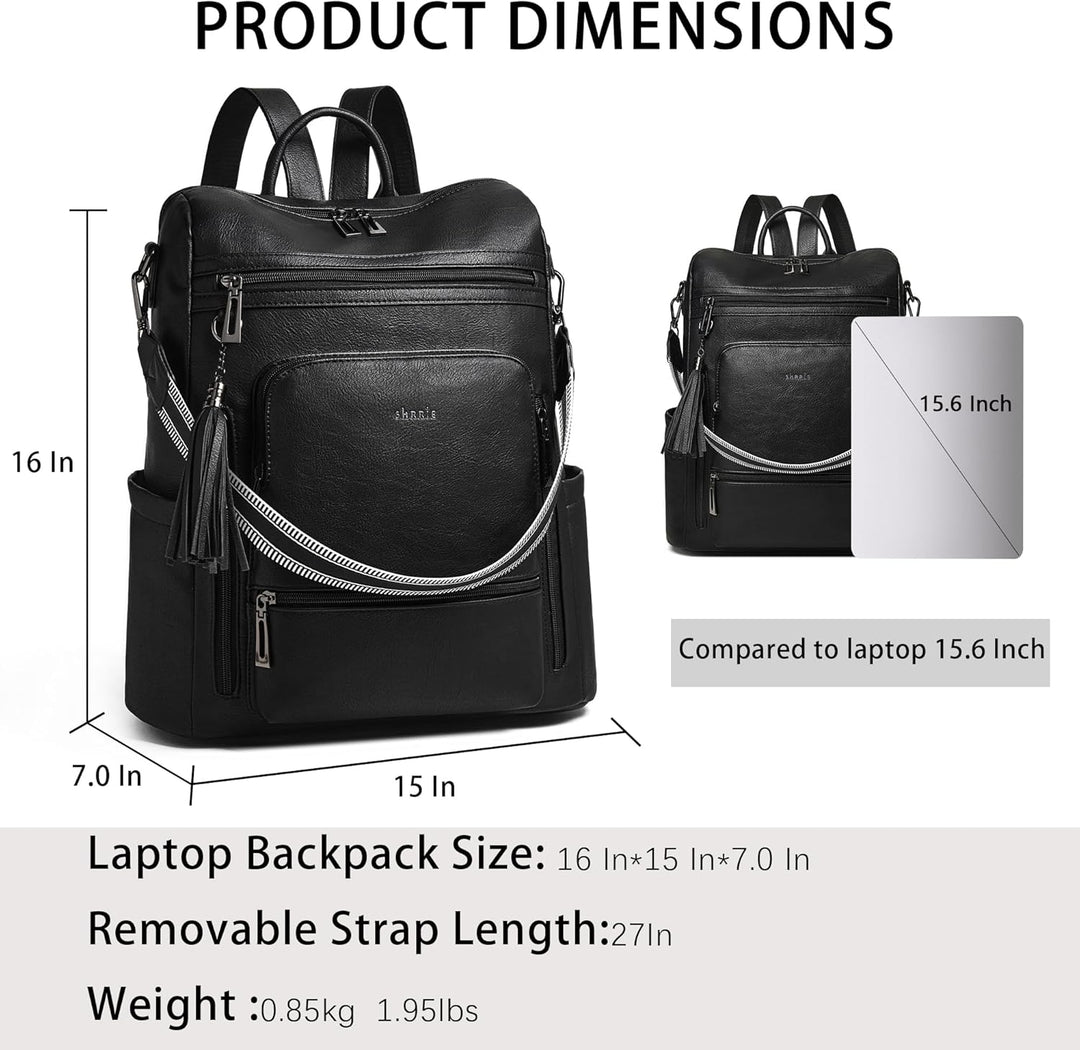 Shrrie rucksack damen elegant geeignet für 15,6Zoll-Notebooks Langlebig wasserdicht Damen aus Leder