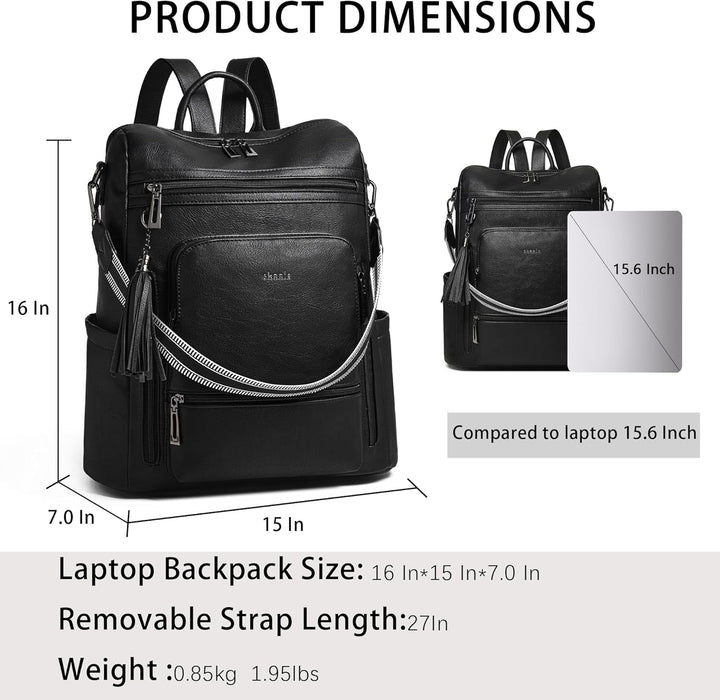 Shrrie rucksack damen elegant geeignet für 15,6Zoll-Notebooks Langlebig wasserdicht Damen aus Leder