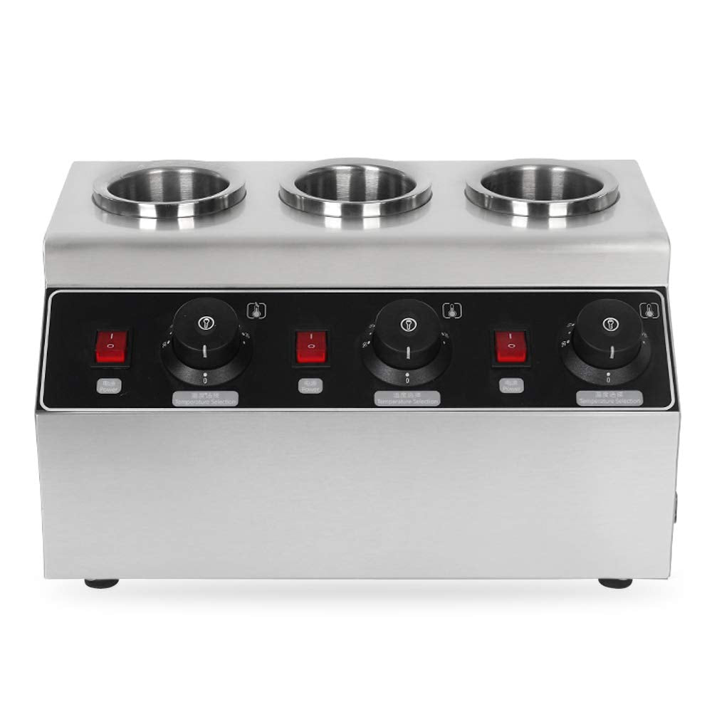 PUDLOR Edelstahl Schokoladenwärmer, 3 x Flaschen Saucenwärmer Saucen warmhalten 30 °C bis 85 °C 240W