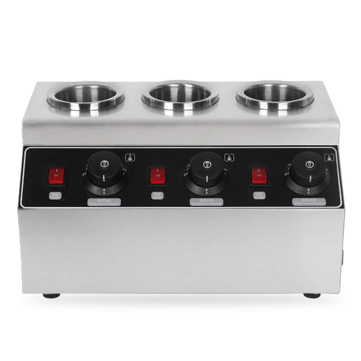 PUDLOR Edelstahl Schokoladenwärmer, 3 x Flaschen Saucenwärmer Saucen warmhalten 30 °C bis 85 °C 240W
