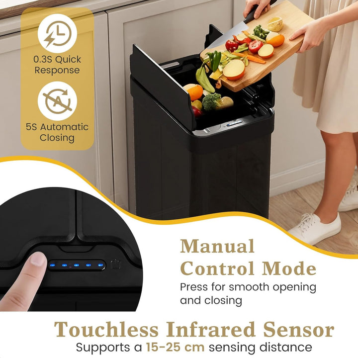LIFEZEAL 60L Mülleimer, Küchenabfalleimer mit Smart Sensor, Abfalleimer Küche mit Deckel für Mülltre