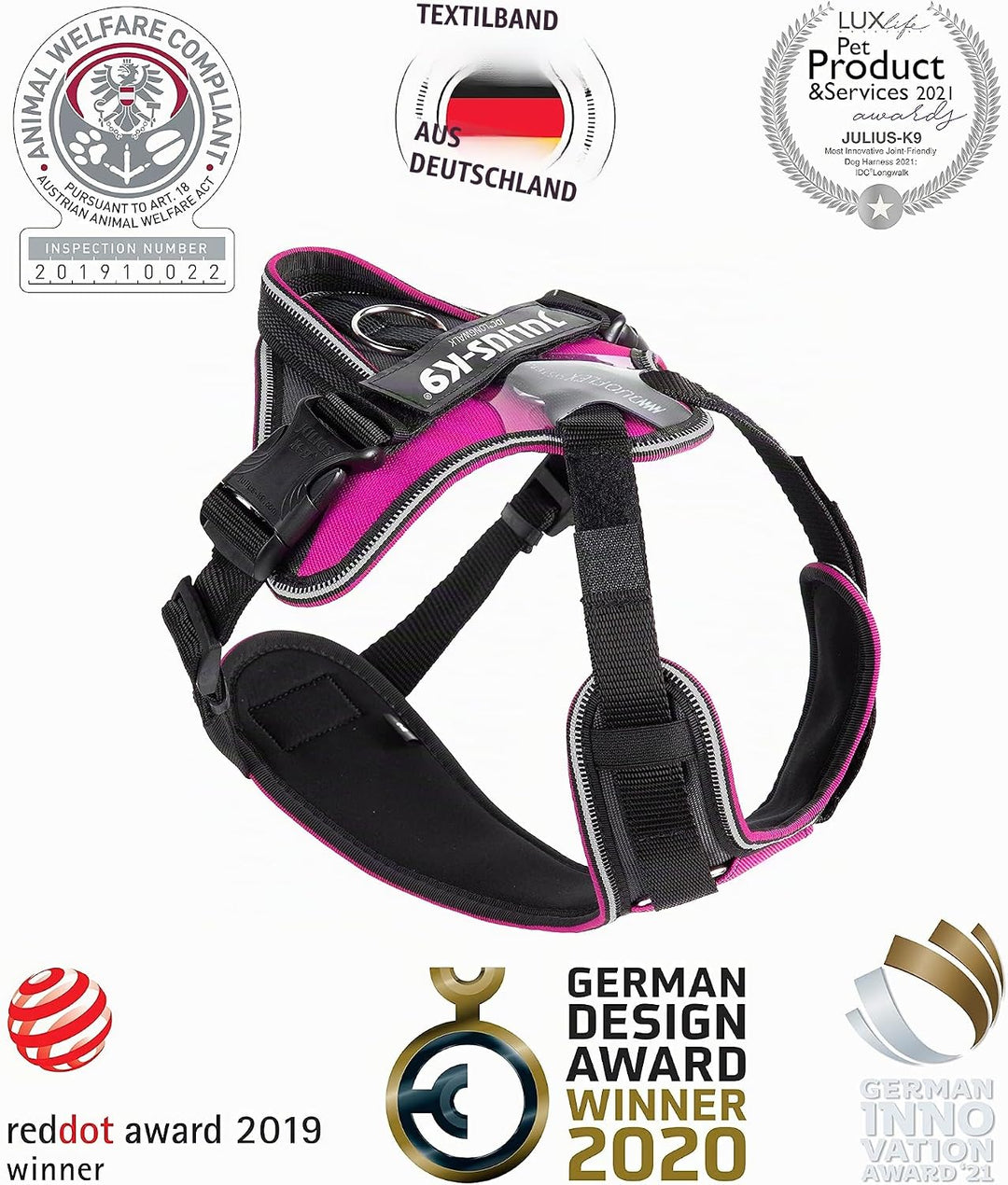 IDC Longwalk Geschirr, Rosa-Grau, Grösse: XL Rosa-Grau XL, Rosa-Grau XL