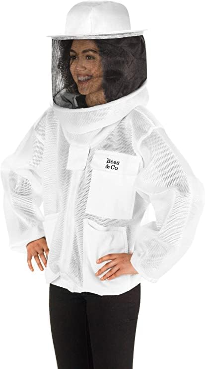 Bees & Co K83 Ultraleichte Imkerjacke mit Rundschleier Kristallweiss S, Kristallweiss S