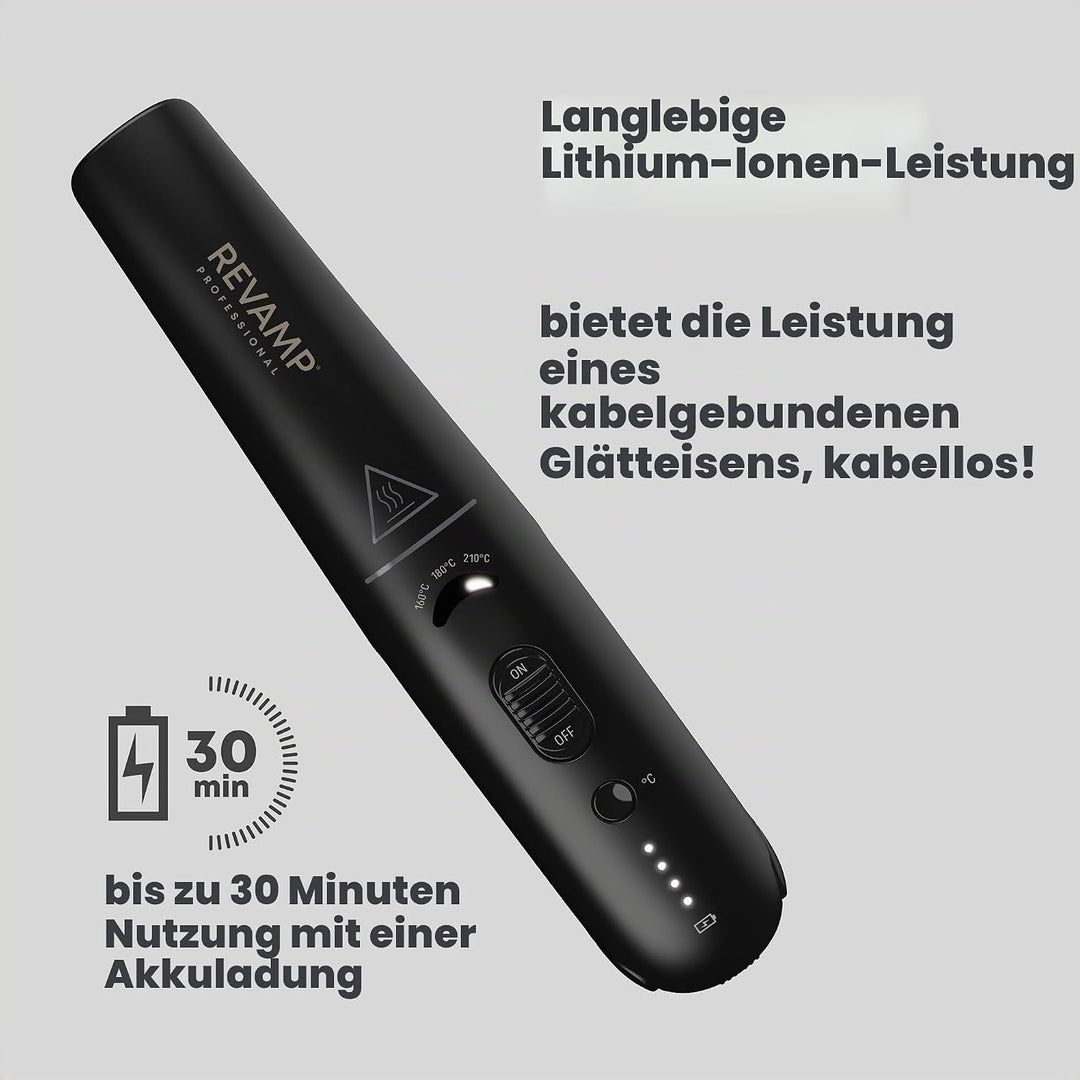 REVAMP Progloss Liberate kleines kabelloses Keramik-Glätteisen - Kompakter, leichter, tragbarer Haar
