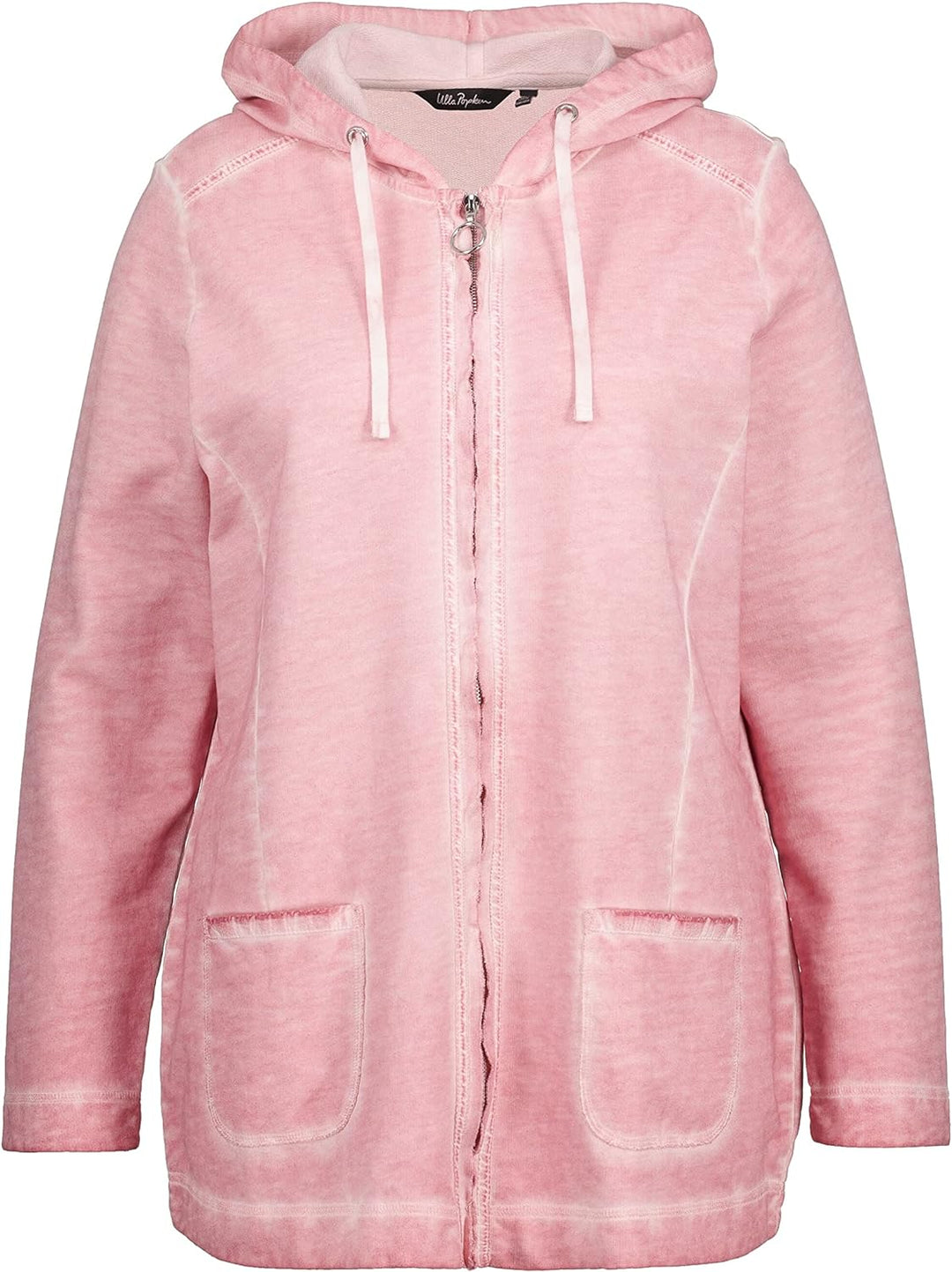 Ulla Popken Damen grosse Grössen Übergrössen Plus Size Hoodiejacke, Cold Dyed, Wiener Nähte, Kapuze