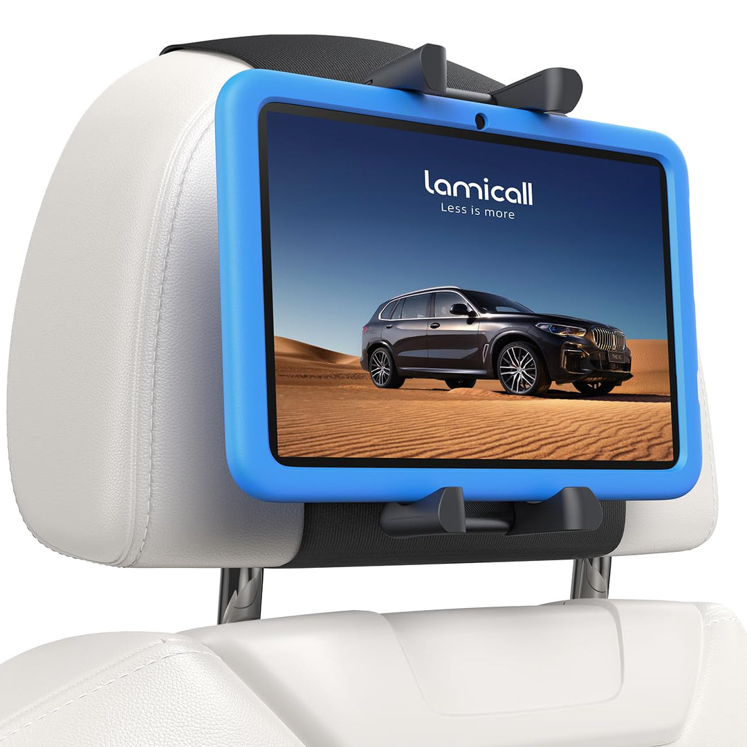 Lamicall Tablet Halterung Auto Kopfstütze - [Faltbare Dicke Tablet-Klemme] 360° Drehung Tablethalter