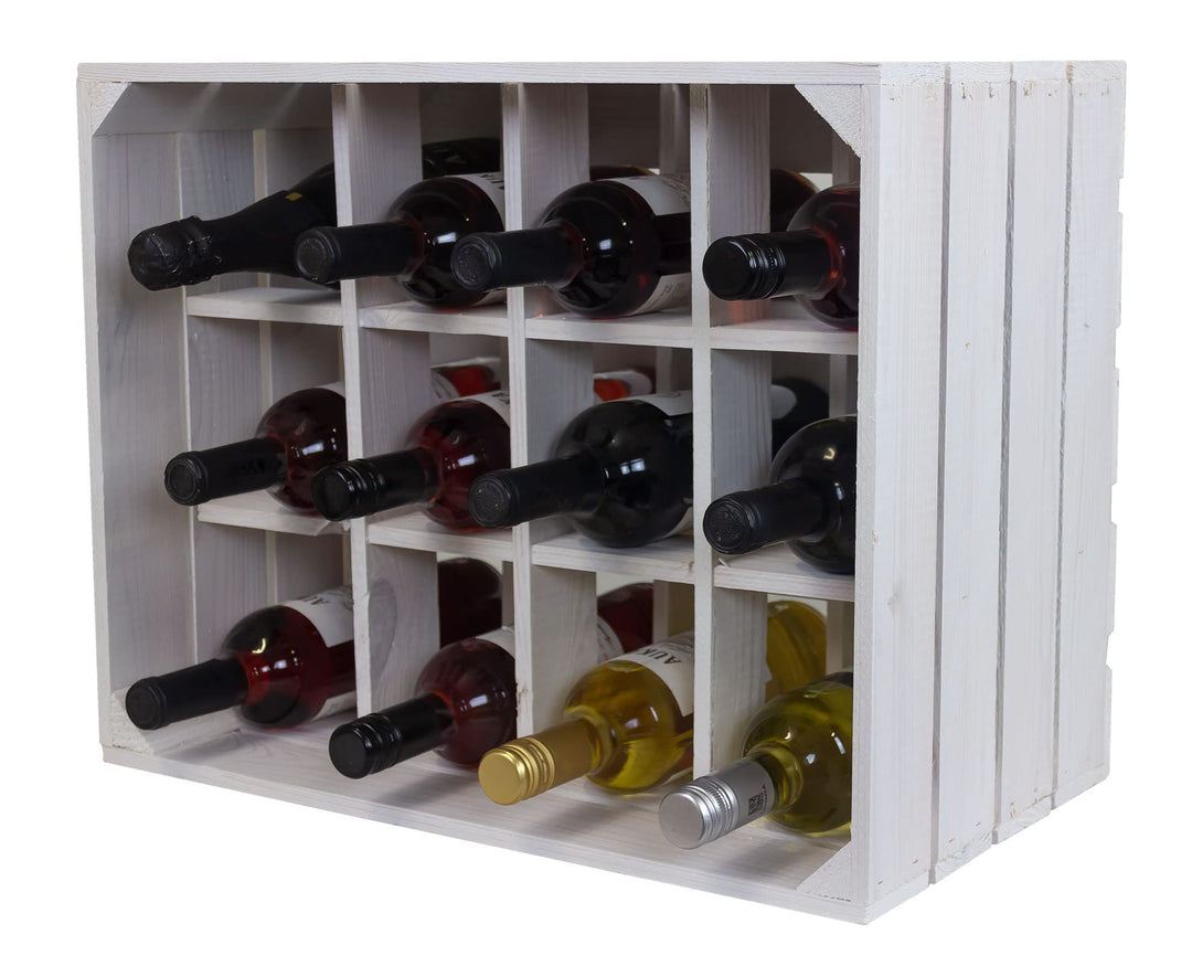 Kistenkolli Altes Land Flaschenregal Henry Holz Weiss – Weinregal für 12 Flaschen | Stapelbar &amp; Schm