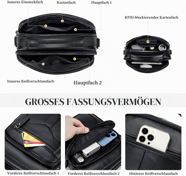 BAIGIO Umhängetasche Leder Herren Schultertasche Herrentasche Herrenhandtasche Vintage für Arbeit Re