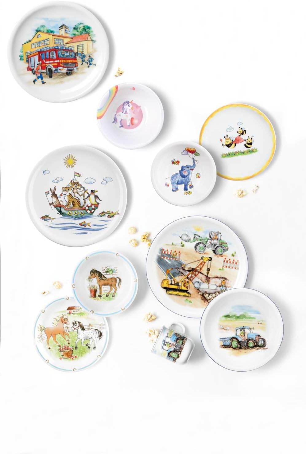 Seltmann Weiden Compact Kindergeschirrset 5-teilig, Teller-Set Schale und Becher für Kinder, Kinders