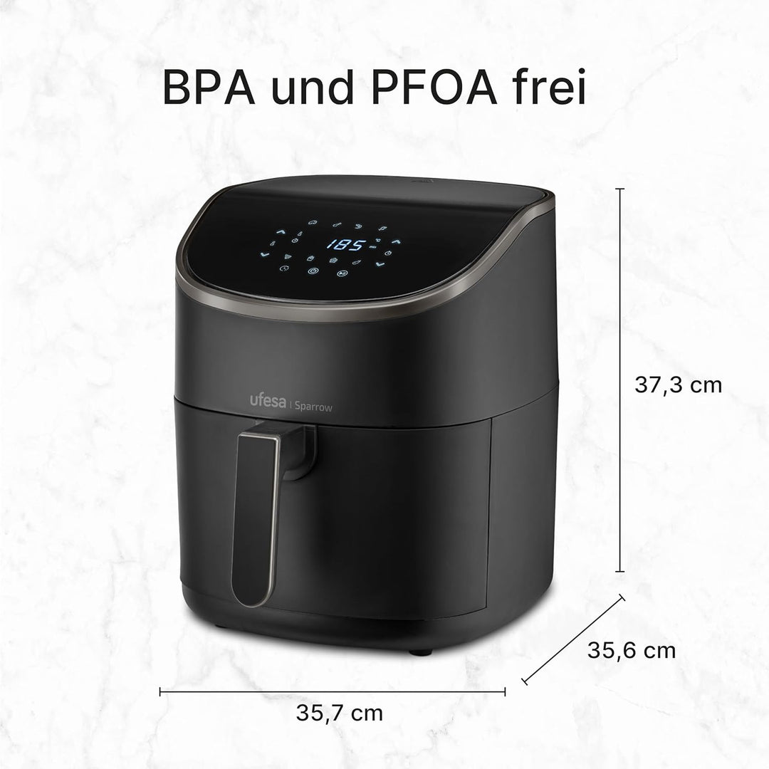 Ufesa Sparrow Friteuse, Heissluftfritteuse, 6 L, 8 Programme, 1700 W, Digital, Timer, Temperatur 80º