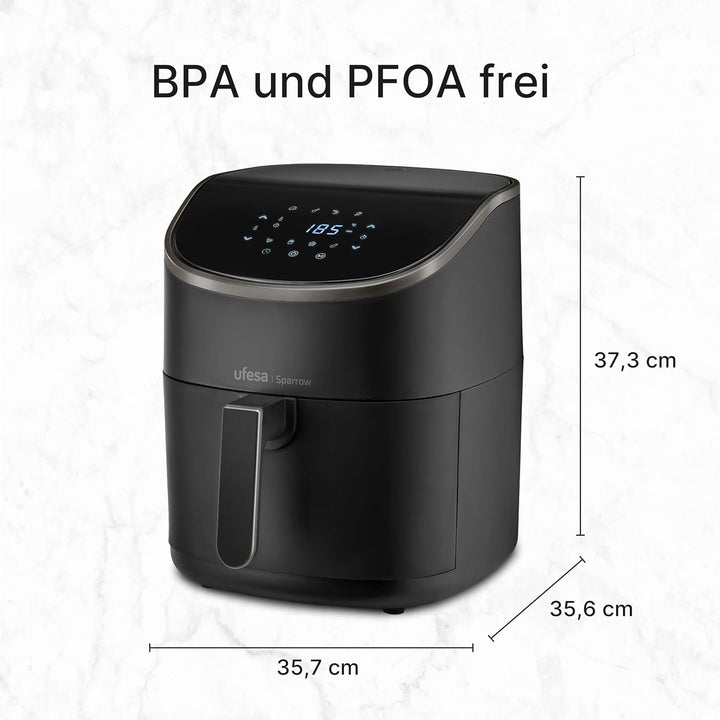 Ufesa Sparrow Friteuse, Heissluftfritteuse, 6 L, 8 Programme, 1700 W, Digital, Timer, Temperatur 80º