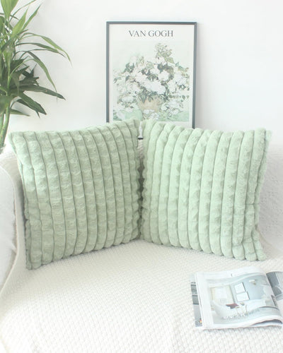 OYIMUA Salbei Grün Kissenbezug 50x50 2er Set Flauschig Kuschelkissen Plüsch Kissenbezüge Dekokissen