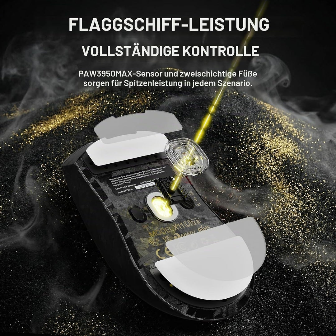 ATTACK SHARK X11 Ultra Kabellose Gaming-Maus mit C06 Ultra LED-Kabel, Carbonfaser-Verbundgehäuse, 54