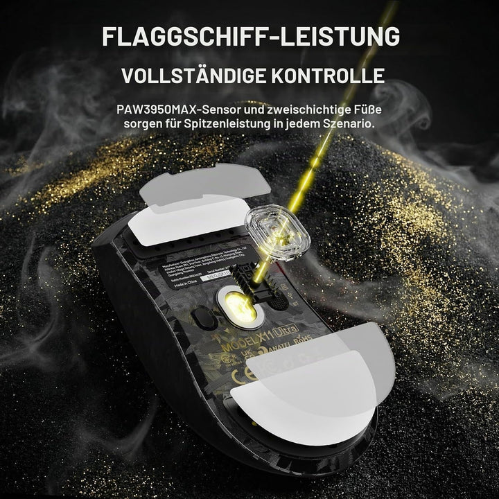 ATTACK SHARK X11 Ultra Kabellose Gaming-Maus mit C06 Ultra LED-Kabel, Carbonfaser-Verbundgehäuse, 54