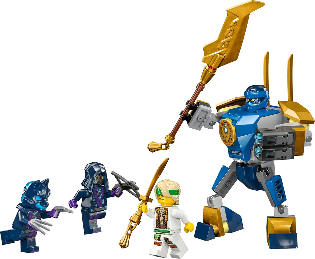 LEGO NINJAGO Jay Battle Mech, Ninja-Spielzeug für Kinder mit Figuren inkl. Jay-Minifigur mit Mini-Ka