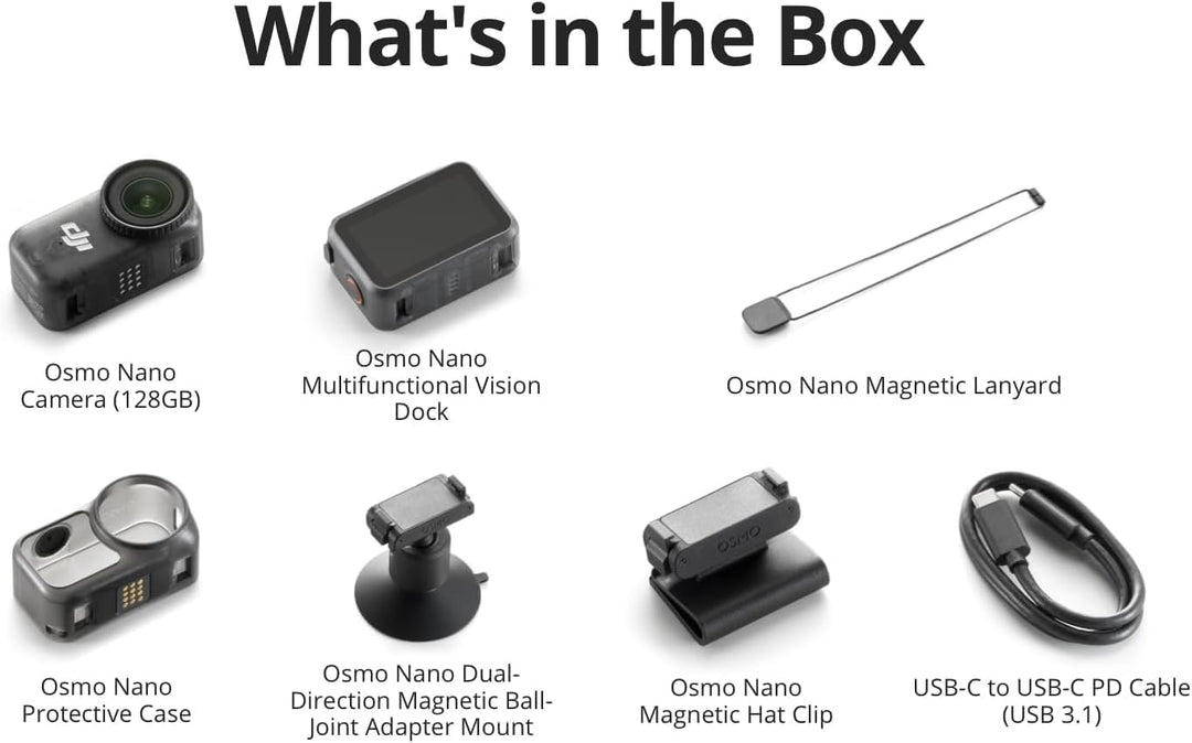 DJI Osmo Nano Standard Combo - 4K/60fps kleine Mini-Cam mit 1/1,3″ Sensor, 143° Weitwinkel-Video, 20