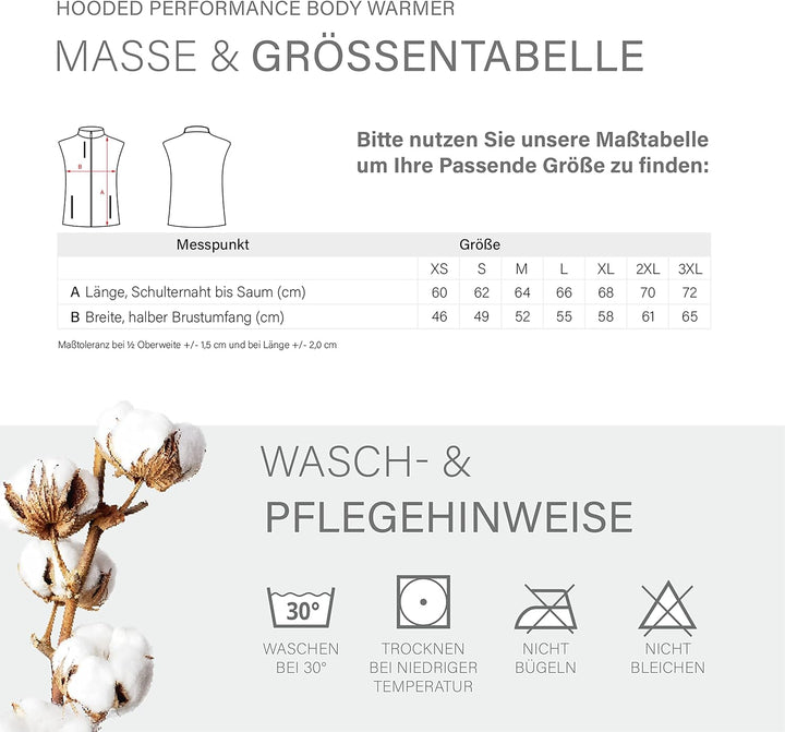 HRM Damen Hooded Performance Body Warmer I Fair Trade Outdoor Weste Damen, 100 g/m² I Aus 100% leich