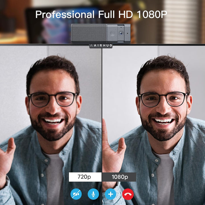 AIRHUG 3 in 1 1080P Webcam mit Mikrofon &amp; Lautsprecher, USB Kamera für Videokonferenzen/Online-Klass