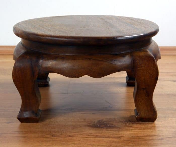 livasia Runder Opiumtisch, Beistelltisch aus Massivholz, Couchtisch, Nachttisch Braun 40cm, Braun 40