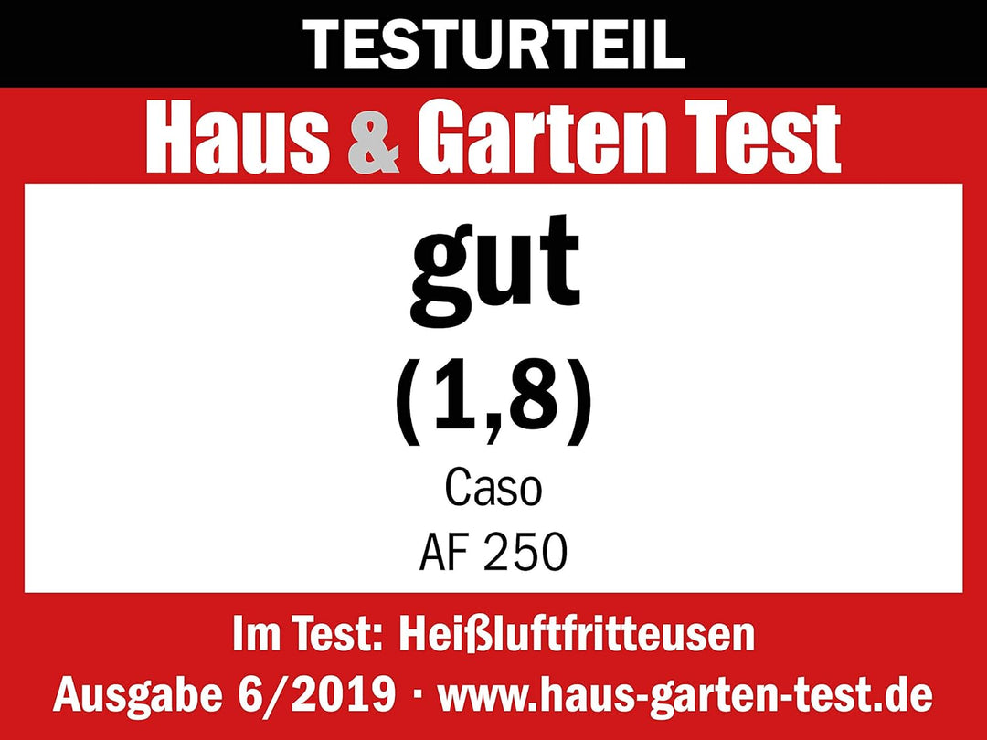 CASO | AF250 Heissluftfritteuse 3 L | Frittier-Korb für 1 kg, 60-200°C, Leistungsstark 1400 W, gesün