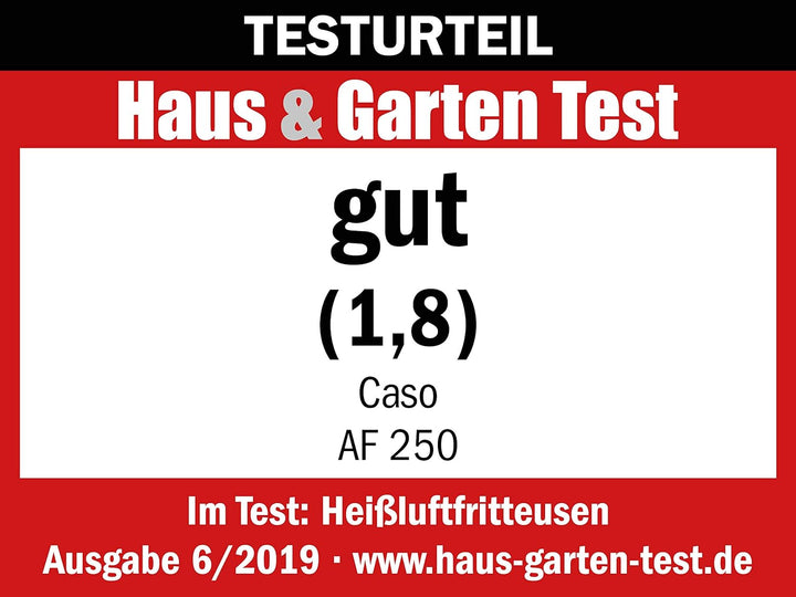 CASO | AF250 Heissluftfritteuse 3 L | Frittier-Korb für 1 kg, 60-200°C, Leistungsstark 1400 W, gesün