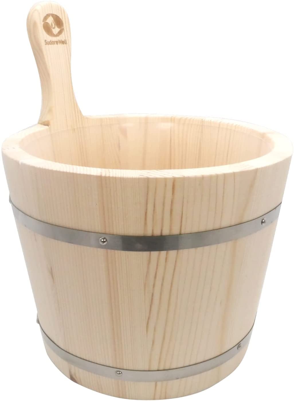 SudoreWell® Saunakübel 5 Liter aus Kiefernholz mit Kunststoffeinsatz und zwei
