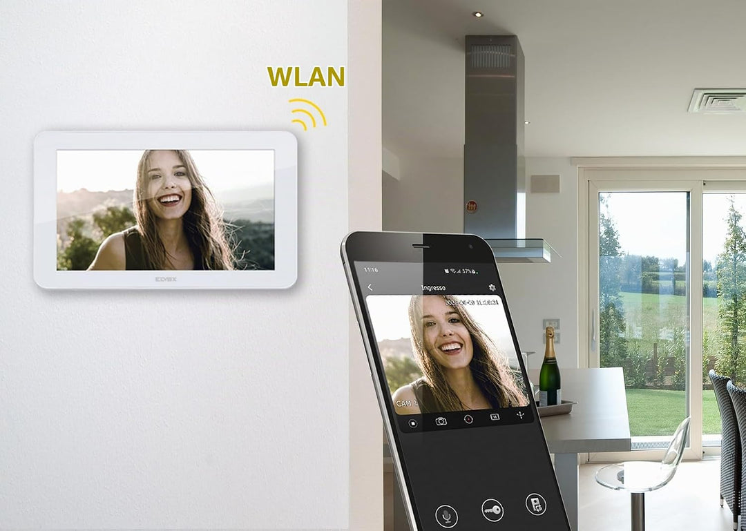 VIMAR K42956 Videosprechenalagen-Set enthält Freisprech-Touchscreen-Videohaustelefon LCD 7in und WLA
