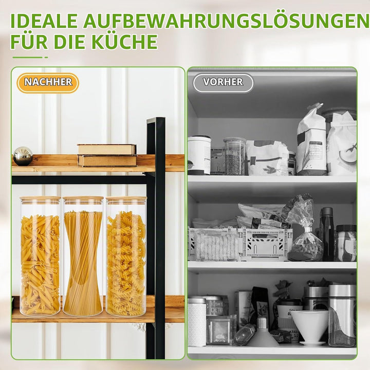 Lannvan Vorratsgläser mit Deckel, 3er Set Vorratsdosen Glas mit Deckel, Aufbewahrungsgläser Luftdich