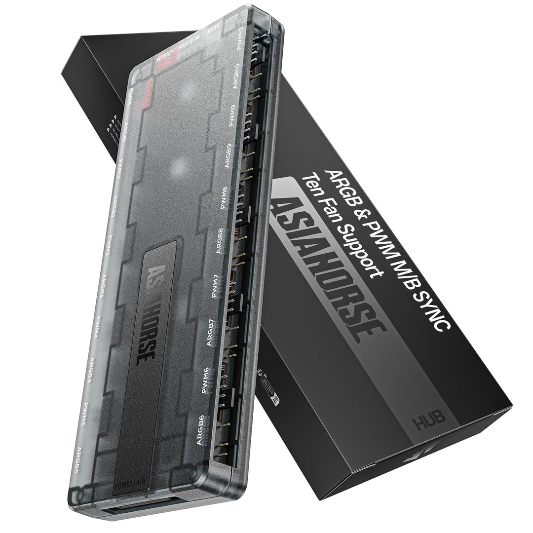 AsiaHorse UMBRA ARGB PWM PC Lüfter Hub, 10 Port 5V 3 Pin ARGB PC Controller mit exklusiver Software,