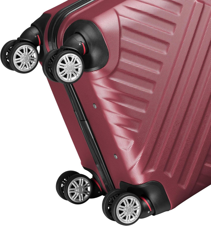 Zelsius Koffer Set 3 Stück, Rot | ABS Hartschalenkoffer mit Zahlenschloss, Doppelrollen und Innen Tr