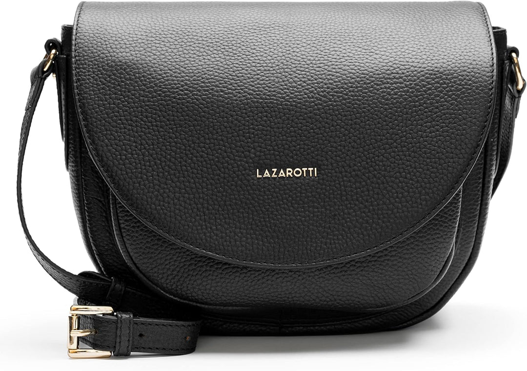 Lazarotti Bologna Leder Umhängetasche Damen | längenverstellbarer Schultergurt & 3 Fächer | grosse C