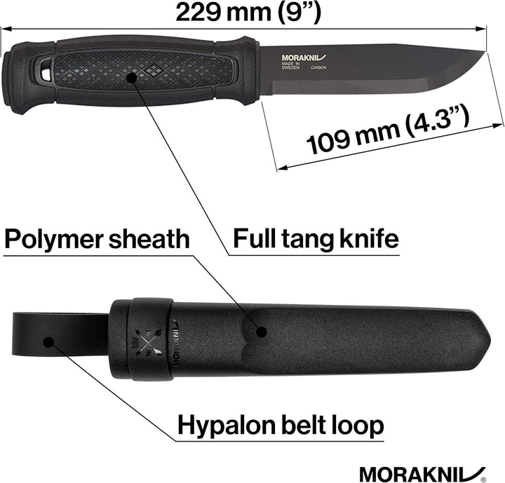Morakniv Garberg Full Tang Messer mit fester Klinge aus Karbonstahl, 10,9 cm, Polyscheide,