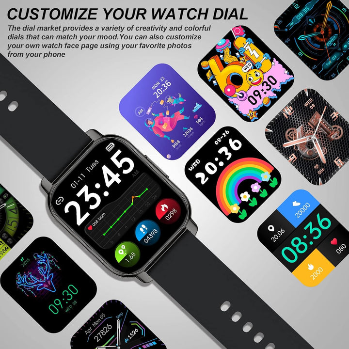 SUPBRO Smartwatch 1.85" Armbanduhr mit personalisiertem Bildschirm Bluetooth Anruf Musiksteuerung, H