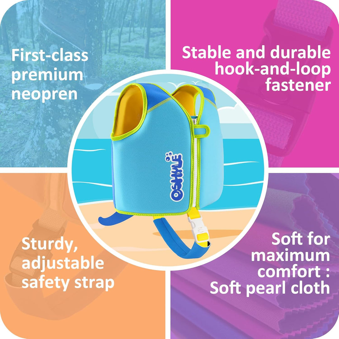 OSHYLE Kinder Schwimmweste - Jungen Mädchen Neopren Schwimmen Jacke Kleinkind Schwimmen Floating Neo