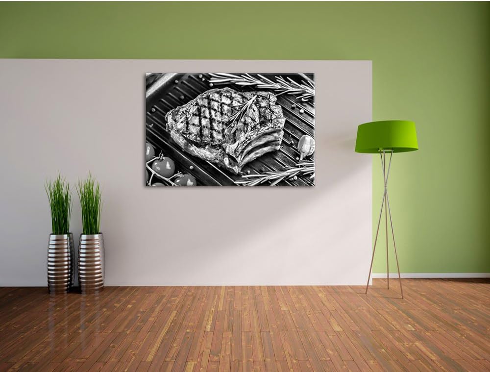 Pixxprint Steak Rumpsteak Fleisch als Leinwandbild/Grösse: 100x70 / Wandbild/Kunstdruck/fertig bespa